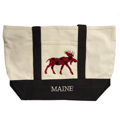 Maine Plaid Moose Tote - Medium-