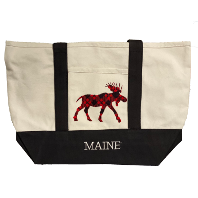 Maine Plaid Moose Tote - Large-