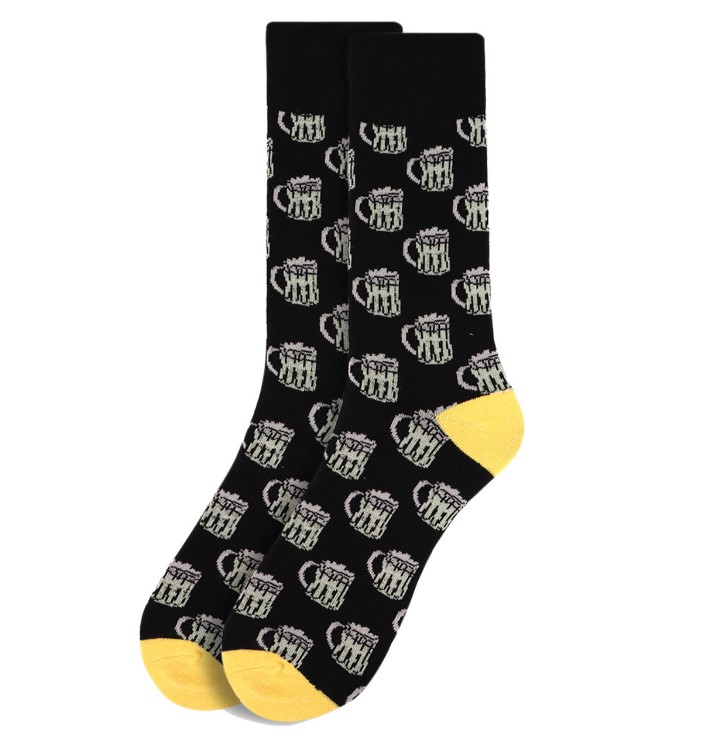 Mens Parquet Beer Mug Crew Socks-