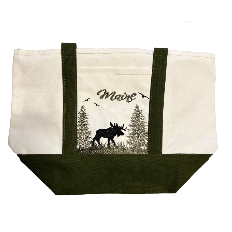 Maine Moose with Scenery Tote - Medium-