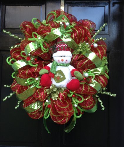 Christmas Deco Mesh "snowman" Wreath 