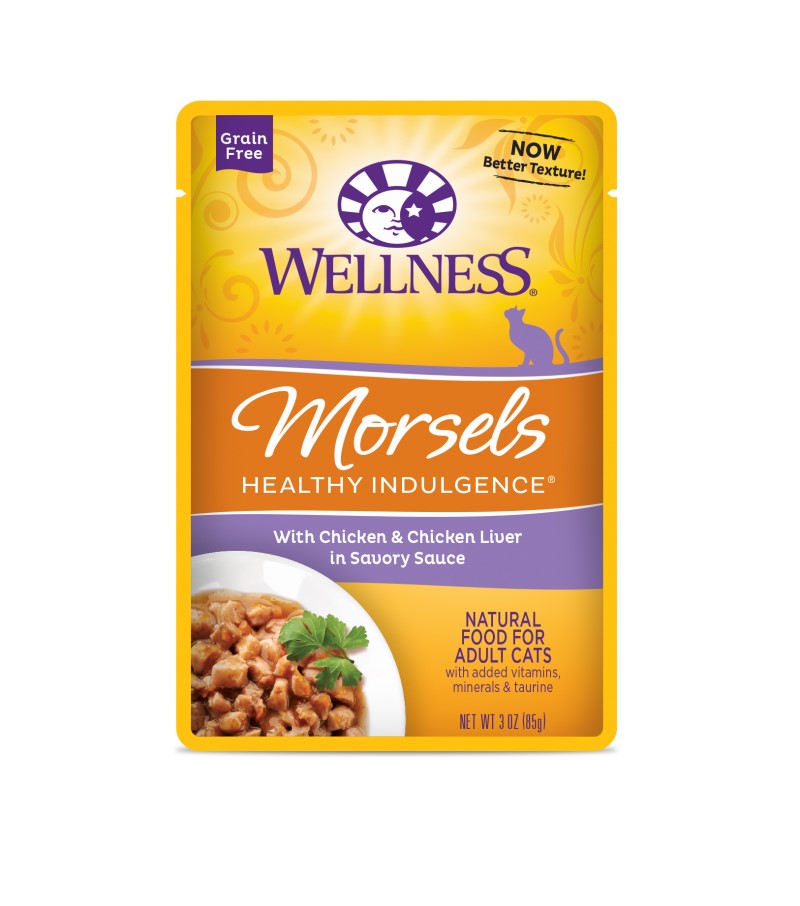 Wellness Complete Health Healthy Indulgence Morsels with Chicken & Chicken Liver in Savory Sauce for Cats