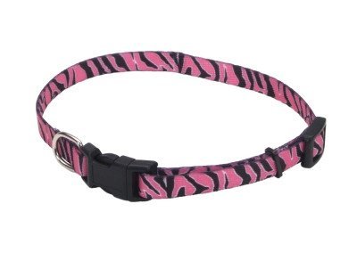 Coastal Pet Products Li'l Pals Adjustable Patterned Dog Collar-Pink Zebra