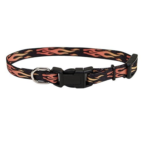 Coastal Pet Products Li'l Pals Adjustable Patterned Dog Collar-Flames Black