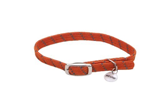 ElastaCat Reflective Safety Stretch Collar with Reflective Charm-Orange