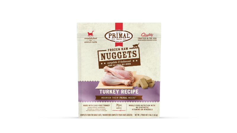 Primal Feline Raw Frozen Nuggets-Turkey Recipe