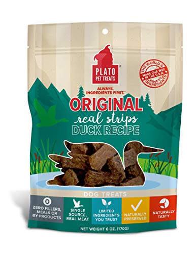 Plato Pet Treats Real Strips Duck Meat Bar Dog Treats