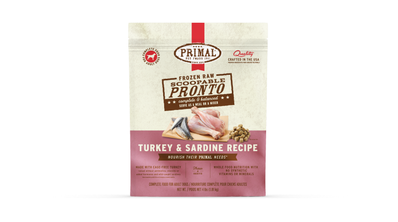 Primal Canine Raw Frozen Scoopable Pronto Turkey & Sardine Recipe
