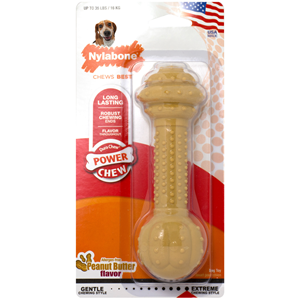 Nylabone DuraChew Barbell Peanut Butter Flavor Dog Chewy Toy