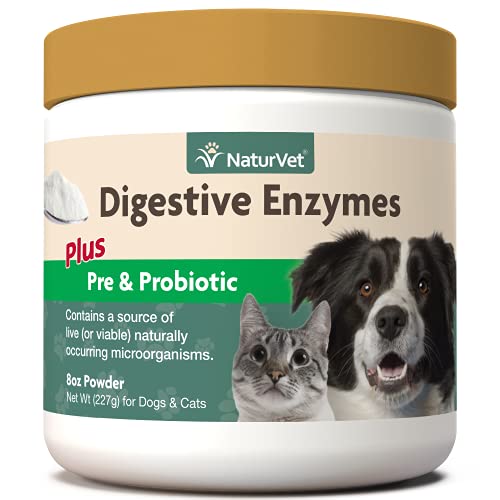 NaturVet Digestive Enzymes Powder with Prebiotics and Probiotics