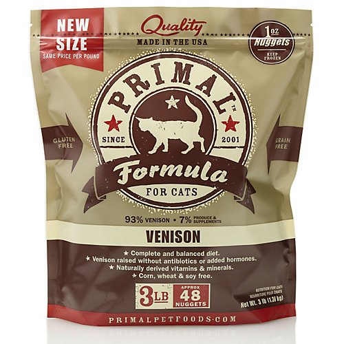 Primal Frozen Raw Venison Nuggets for Cats 3lb