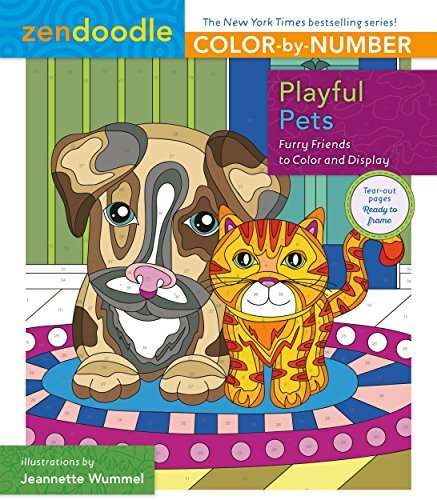 Jeanette Wummel Zendoodle Color By Number Playful Pets Furry Friends To Color And Display 