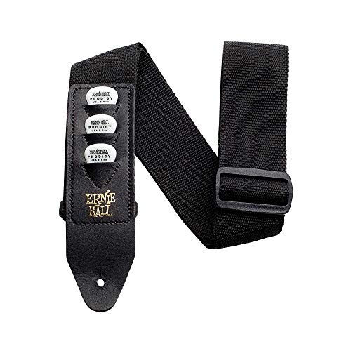 Ernie Ball Guitar Strap/Pick Holder Polypro Black Strap