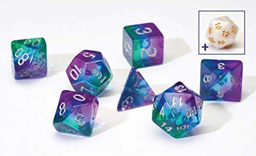 Dice Set/Blue Aurora Semi-Transparent Resin@7pc Set@Sirius Dice