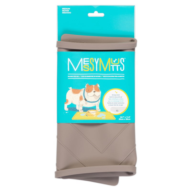 Messy Mutts Silicone Non-Slip Dog Bowl Mat with Raised Edge-Medium 20" x 12"