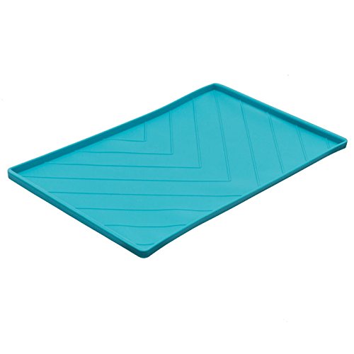 Messy Mutts Silicone Non-Slip Dog Bowl Mat with Raised Edge-Large 24" x 16"