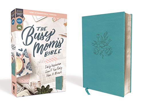 Zondervan Niv Busy Mom's Bible Leathersoft Teal Red Lett Daily Inspiration Even If You Only Have One Minut 