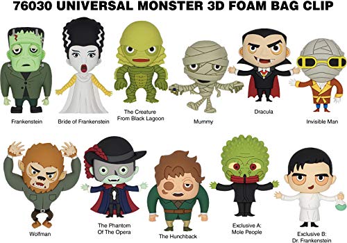 Universal Monsters/Monsters 3d Foam Bag Clip@Blind Bag@24/Display