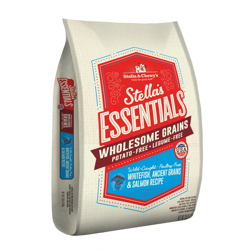 Stella & Chewy's Essentials Wild-Caught Whitefish, Ancient Grains & Salmon Recipe for Dogs