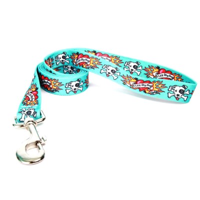 Yellow Dog - I Luv My Dog Blue Leash