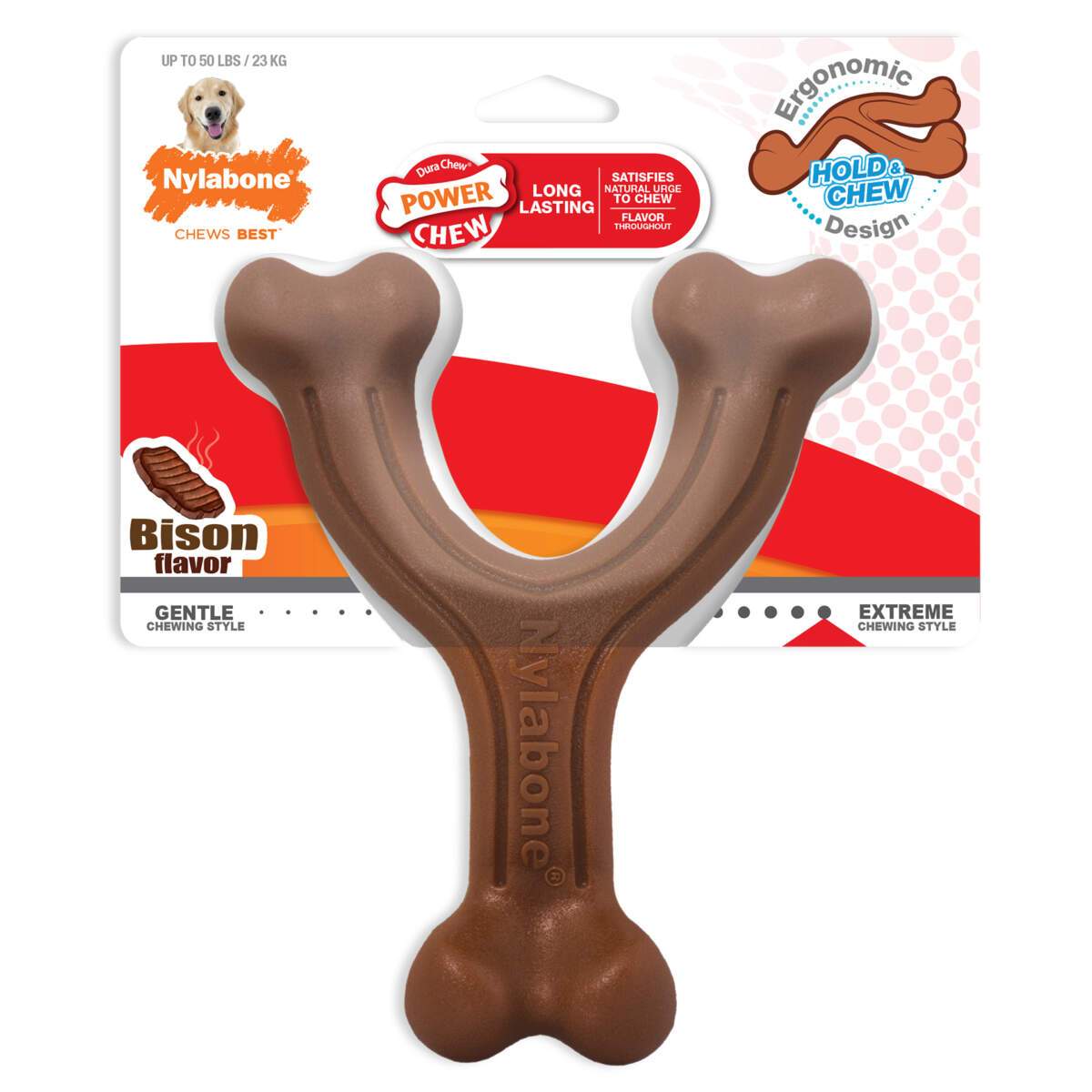 Nylabone Power Chew Wishbone Chew Toy, Bison