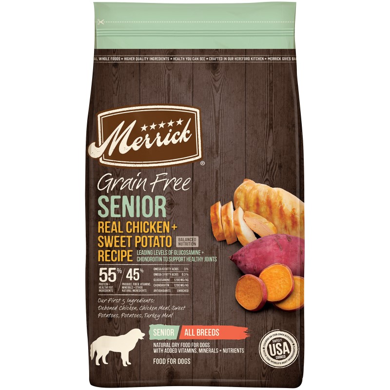 Merrick Grain Free Senior Real Chicken + Sweet Potato Recipe