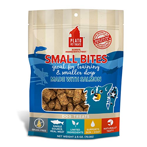 Plato Pet Treats Small Bites Salmon Meaty Morsel Dog Treats