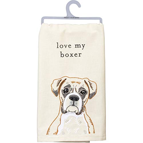 Primitives by Kathy Kitchen Towel-Love My Boxer