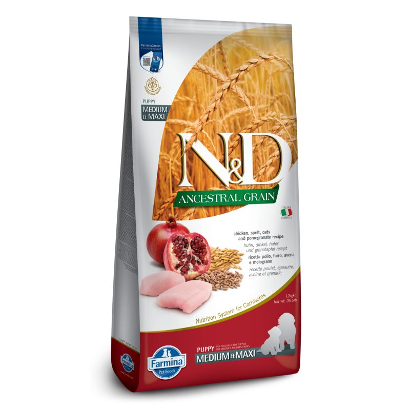 Farmina N&D Ancestral Grain Canine Chicken & Pomegranate Puppy Medium & Maxi
