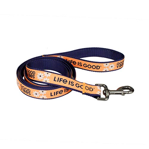 Coastal Pet Products Life is Good® 5/8" Canvas Overlay Dog Leash-Yellow Good Vibes