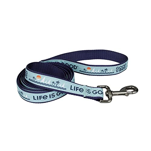 Coastal Pet Products Life is Good® 5/8" Canvas Overlay Dog Leash-Blue Good Vibes