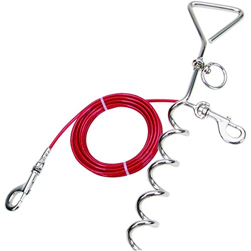 Coastal Titan Spiral Stake Dog Tie Out – Easy To Install Stake & Heavy Cable – Secure & Durable