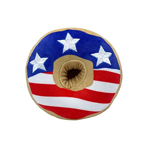 Huxley & Kent Power Plush Dog Toy - Stars & Stripes Donut