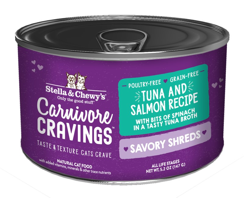 Stella & Chewy's Carnivore Cravings Savory Shreds Tuna & Salmone Recipe Canned Cat Food