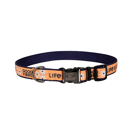 Coastal Pet Products Life is Good® Canvas Overlay Dog Collar-Yellow Good Vibes