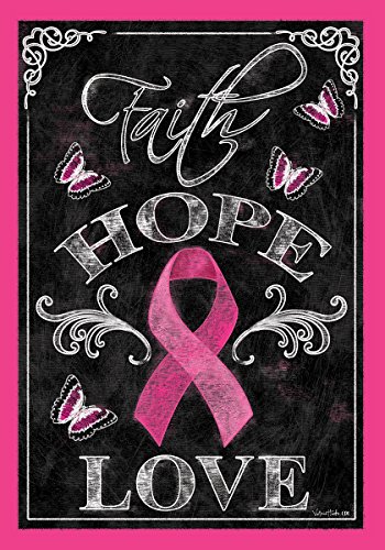 Custom Decor Faith Hope Love Pink Ribbon Garden Flag