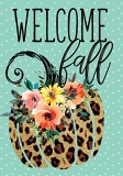 Custom Decor Cheetah Pumpkin Welcome Fall Garden Flag
