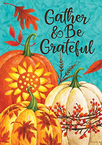 Custom Decor Gather & Be Grateful Pumpkin Garden Flag