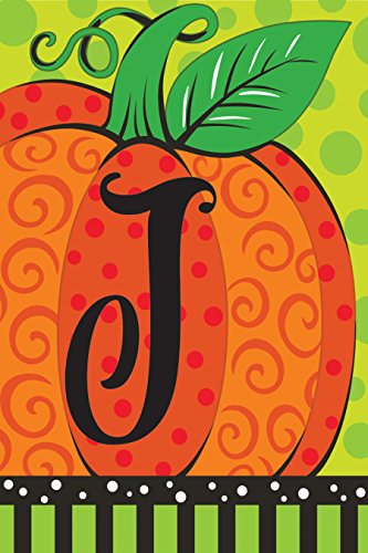 Custom Decor Initial J Whimsy Pumpkin Fall Garden Flag