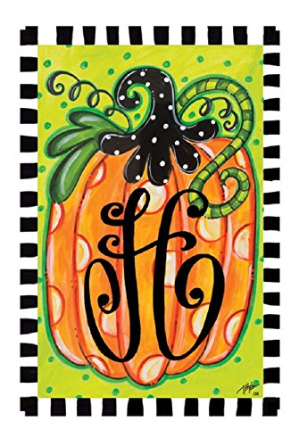 Custom Decor Initial H Polka Dot Pumpkin Fall Garden Flag