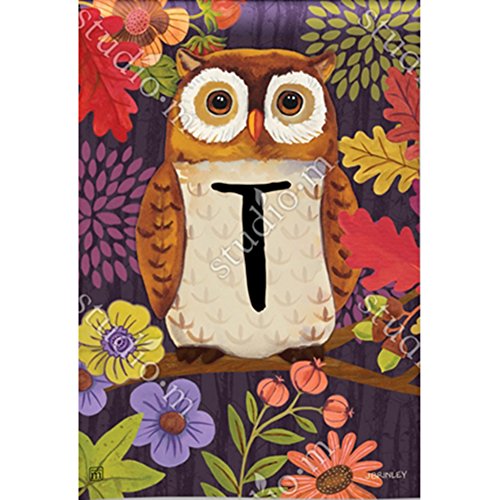 Magnet Works Initial T Floral Owl Fall Garden Flag