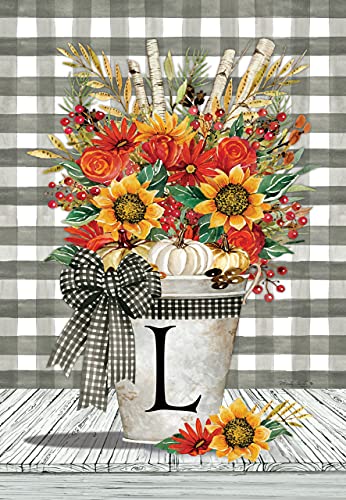 Custom Decor Initial L Autumn Arrangement Fall Garden Flag