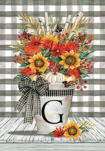 Custom Decor Initial G Autumn Arrangement Fall Garden Flag
