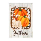 Evergreen Gather Pumpkins Fall Garden Flag