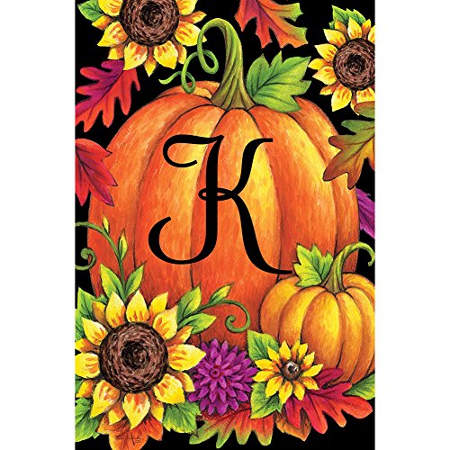 Custom Decor Initial K Pumpkin Sunflower Fall Garden Flag