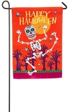 Evergreen Happy Halloween Sugar Skull Skeleton Garden Flag