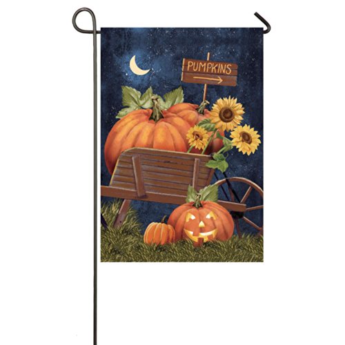 Evergreen Pumpkins this Way Halloween Garden Flag