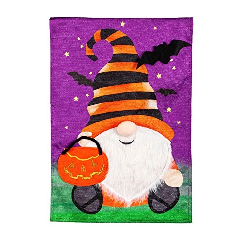 Evergreen Halloween Gnome Garden Flag