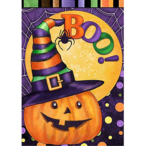 Evergreen Boo Jack o' Lantern Halloween Garden Flag