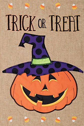 Evergreen Trick or Treat Burlap Garden Flag